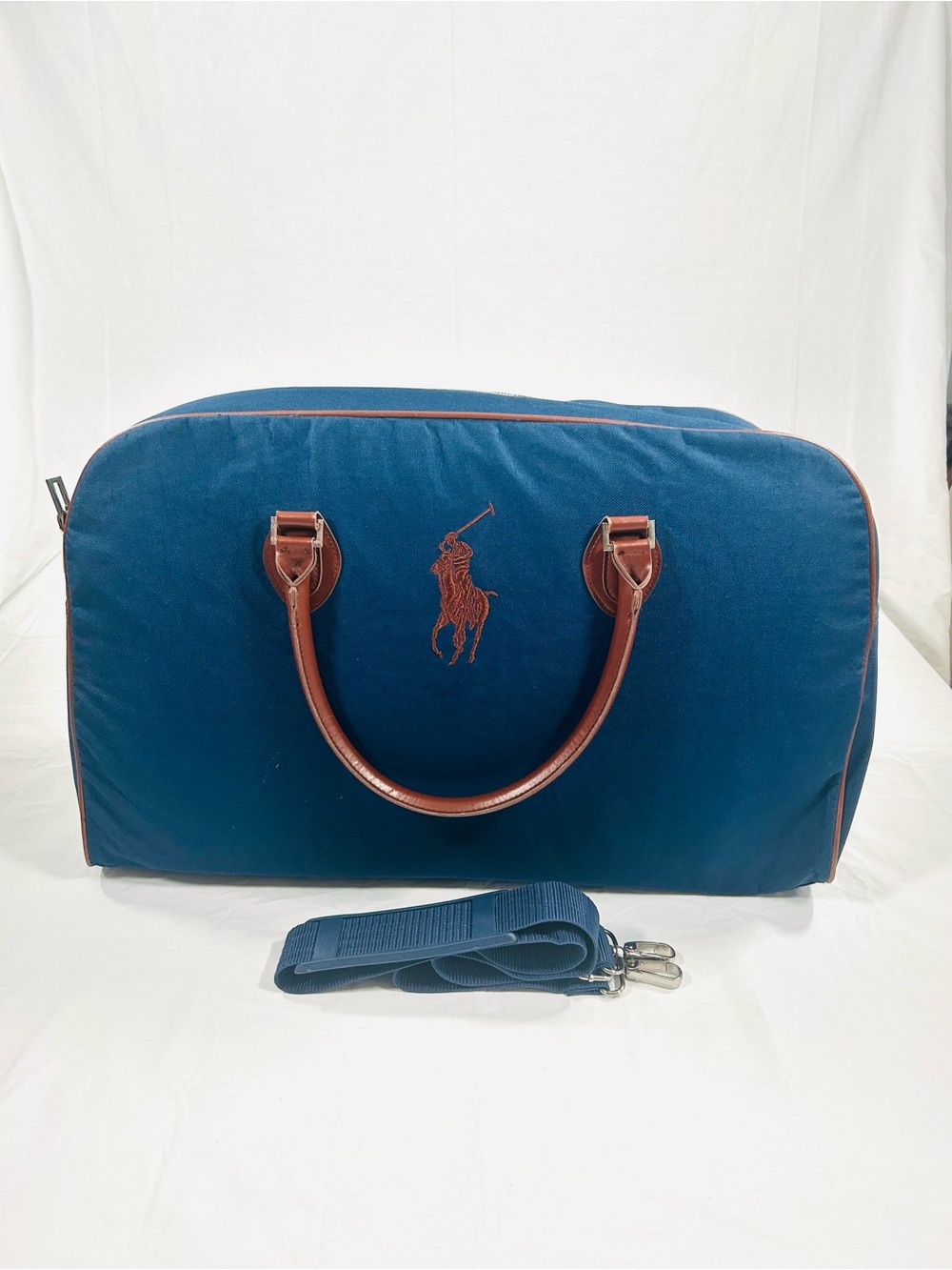 Vintage Polo Ralph Lauren Duffle Bag with Prominent Brown Embroidered Pony Logo